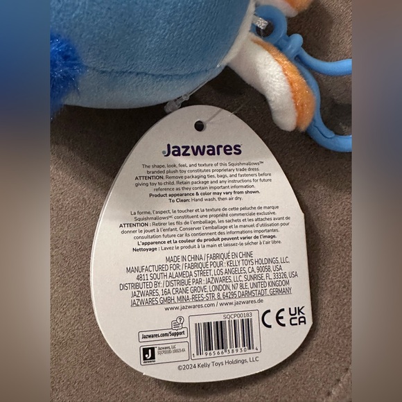 Kellytoy Bebe the Bluebird Squishmallow Clip-on Backpack Stuffed Plush Toy 5” - Picture 16 of 16